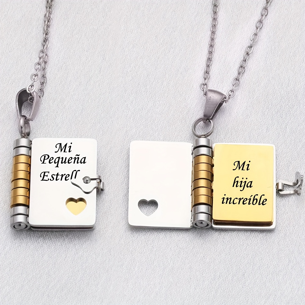 Personalized Golden Mini Book Pendant Necklace — Custom Gift